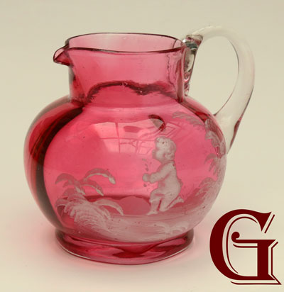 cranberry glass Mary Gregory cream jug